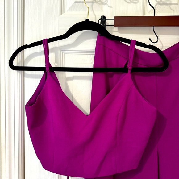 Lulus out-tonight two piece jumpsuit magenta - Picture 2 of 6